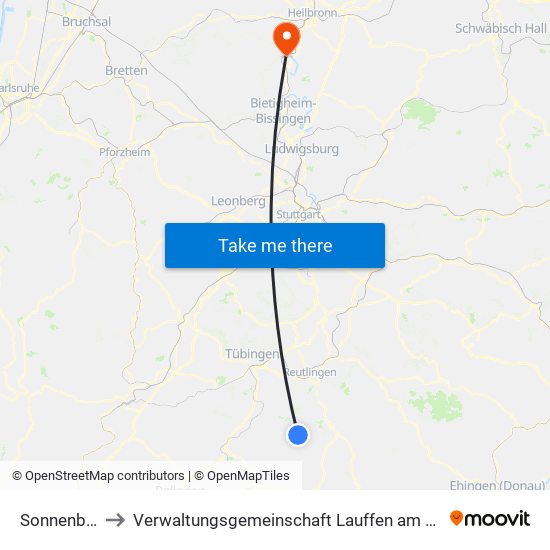 Sonnenbühl to Verwaltungsgemeinschaft Lauffen am Neckar map