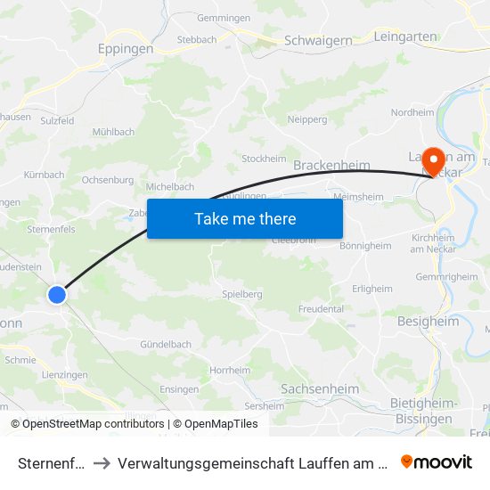 Sternenfels to Verwaltungsgemeinschaft Lauffen am Neckar map