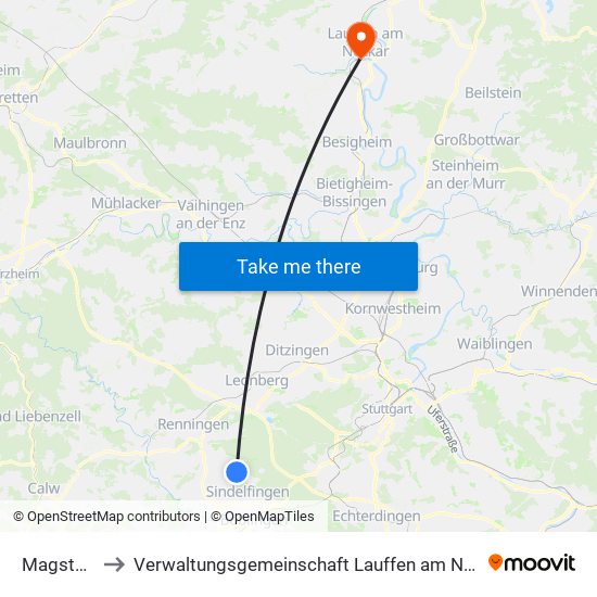Magstadt to Verwaltungsgemeinschaft Lauffen am Neckar map