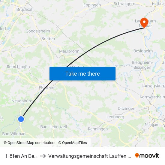 Höfen An Der Enz to Verwaltungsgemeinschaft Lauffen am Neckar map