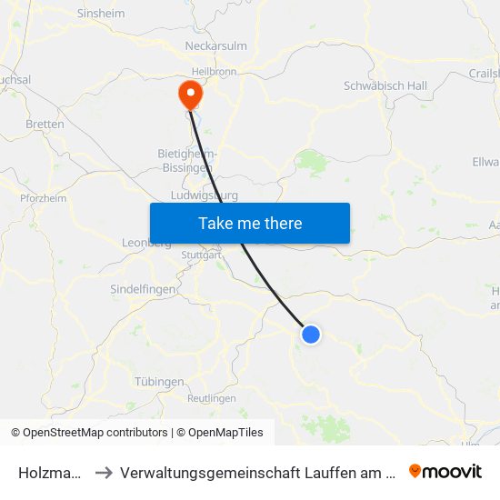 Holzmaden to Verwaltungsgemeinschaft Lauffen am Neckar map