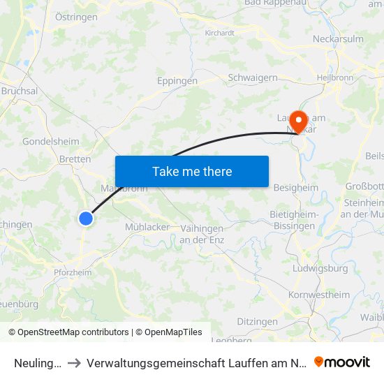 Neulingen to Verwaltungsgemeinschaft Lauffen am Neckar map