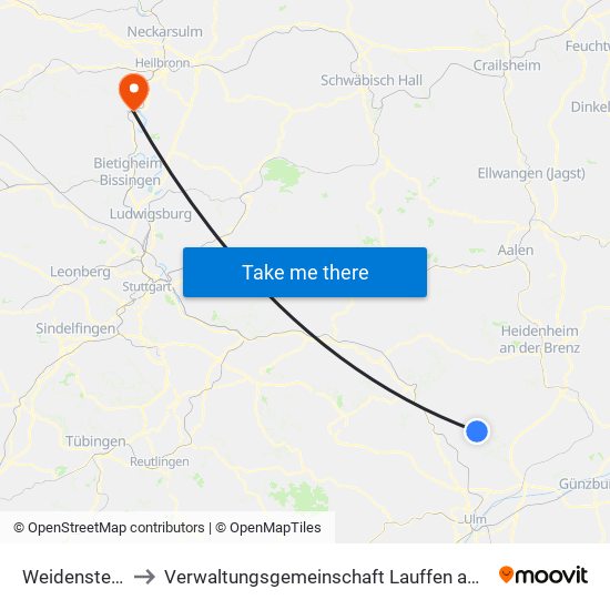 Weidenstetten to Verwaltungsgemeinschaft Lauffen am Neckar map