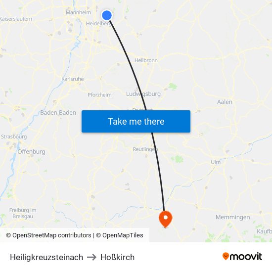 Heiligkreuzsteinach to Hoßkirch map