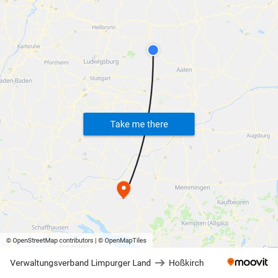 Verwaltungsverband Limpurger Land to Hoßkirch map