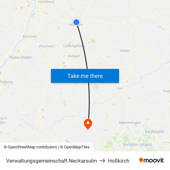 Verwaltungsgemeinschaft Neckarsulm to Hoßkirch map