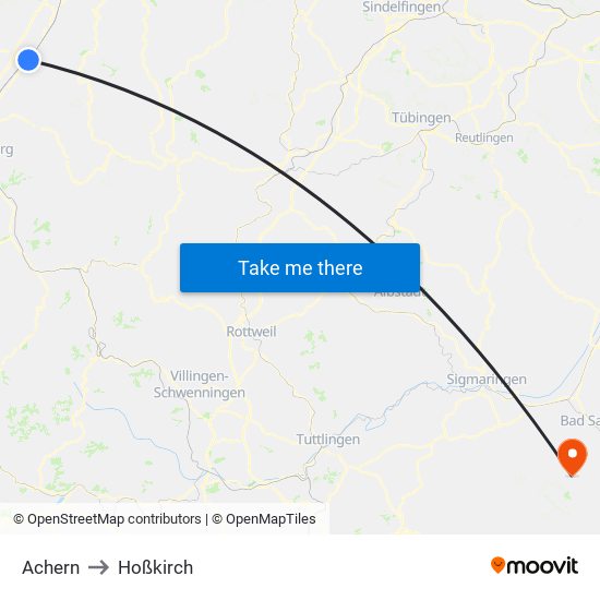 Achern to Hoßkirch map