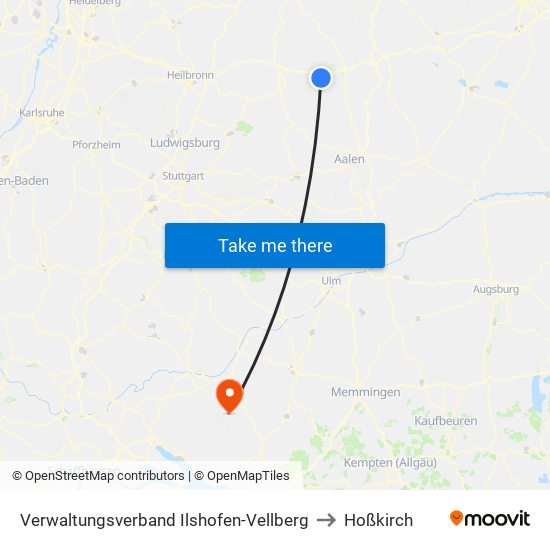 Verwaltungsverband Ilshofen-Vellberg to Hoßkirch map