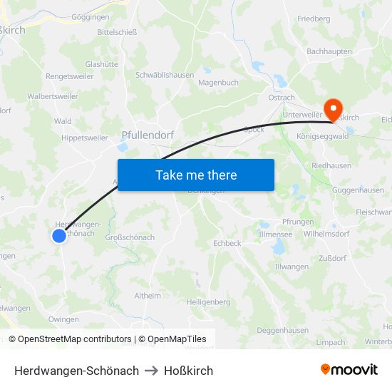 Herdwangen-Schönach to Hoßkirch map