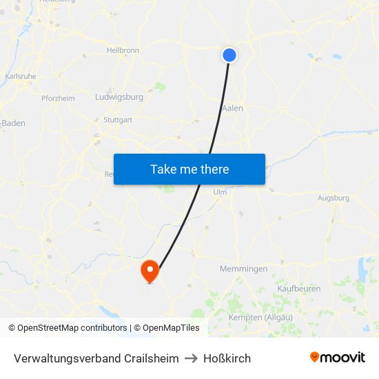 Verwaltungsverband Crailsheim to Hoßkirch map