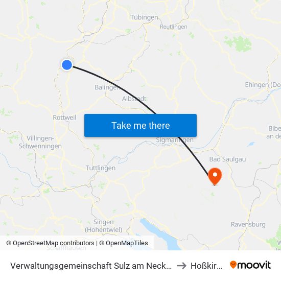 Verwaltungsgemeinschaft Sulz am Neckar to Hoßkirch map