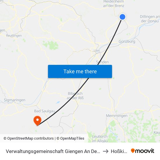 Verwaltungsgemeinschaft Giengen An Der Brenz to Hoßkirch map