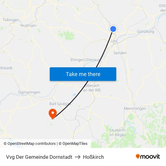 Vvg Der Gemeinde Dornstadt to Hoßkirch map