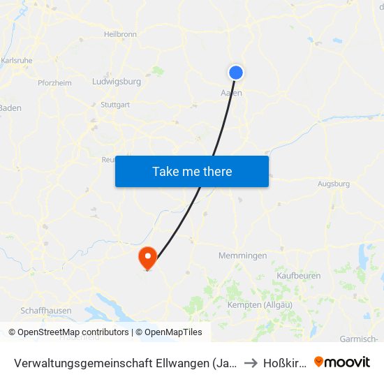 Verwaltungsgemeinschaft Ellwangen (Jagst) to Hoßkirch map