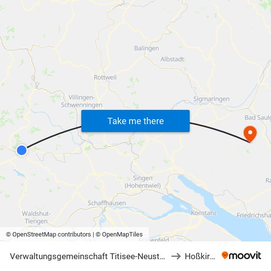 Verwaltungsgemeinschaft Titisee-Neustadt to Hoßkirch map
