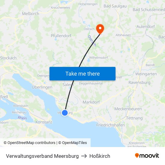 Verwaltungsverband Meersburg to Hoßkirch map