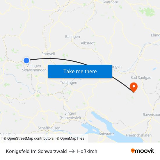 Königsfeld Im Schwarzwald to Hoßkirch map