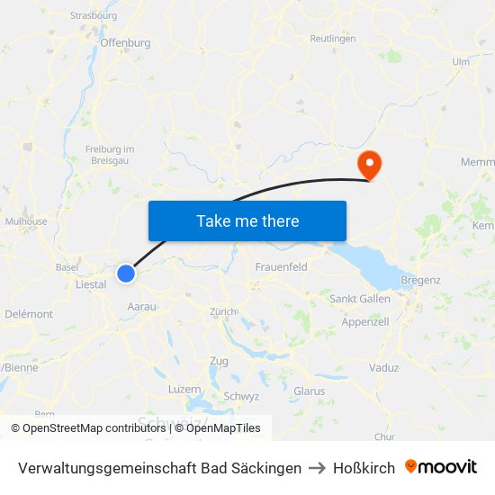 Verwaltungsgemeinschaft Bad Säckingen to Hoßkirch map
