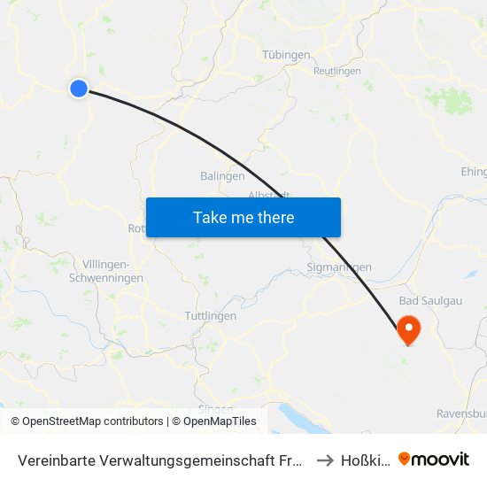 Vereinbarte Verwaltungsgemeinschaft Freudenstadt to Hoßkirch map