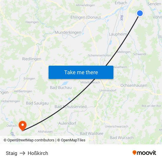 Staig to Hoßkirch map