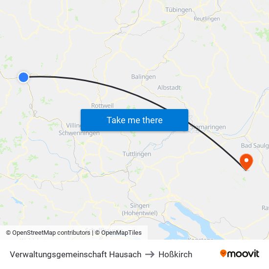 Verwaltungsgemeinschaft Hausach to Hoßkirch map