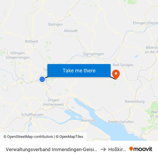 Verwaltungsverband Immendingen-Geisingen to Hoßkirch map