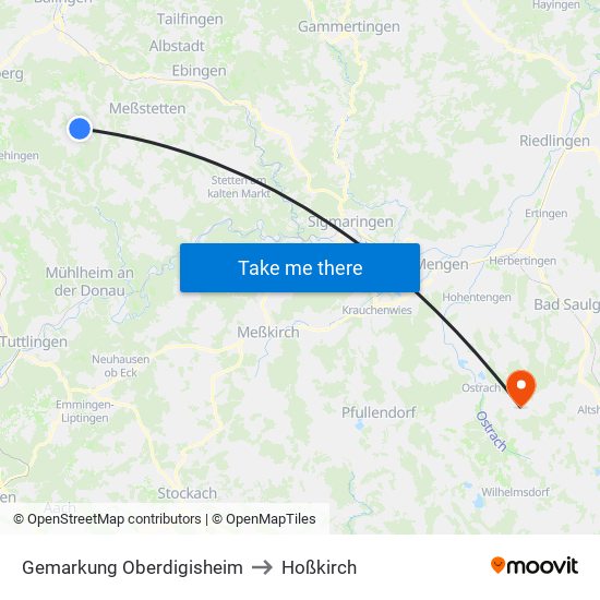 Gemarkung Oberdigisheim to Hoßkirch map