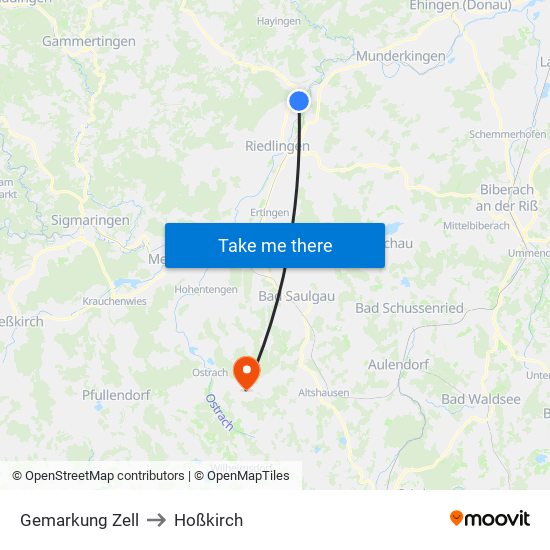 Gemarkung Zell to Hoßkirch map