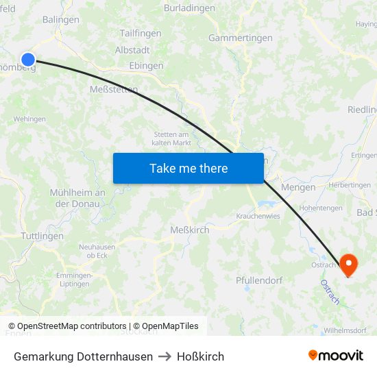 Gemarkung Dotternhausen to Hoßkirch map