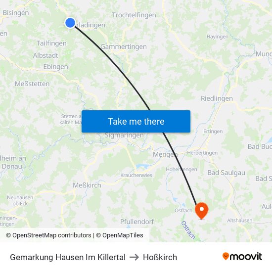 Gemarkung Hausen Im Killertal to Hoßkirch map