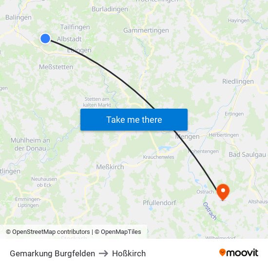 Gemarkung Burgfelden to Hoßkirch map