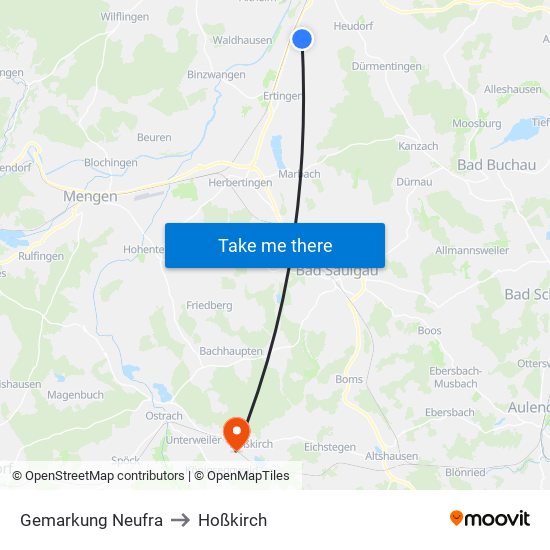 Gemarkung Neufra to Hoßkirch map