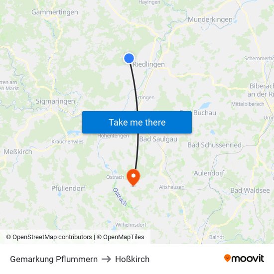 Gemarkung Pflummern to Hoßkirch map