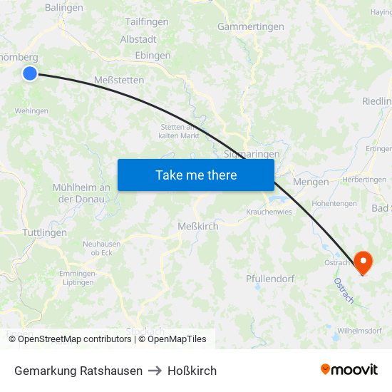 Gemarkung Ratshausen to Hoßkirch map