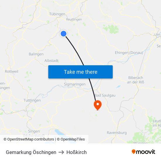 Gemarkung Öschingen to Hoßkirch map