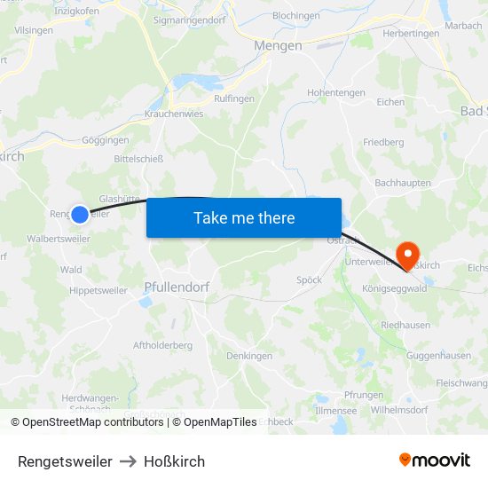 Rengetsweiler to Hoßkirch map