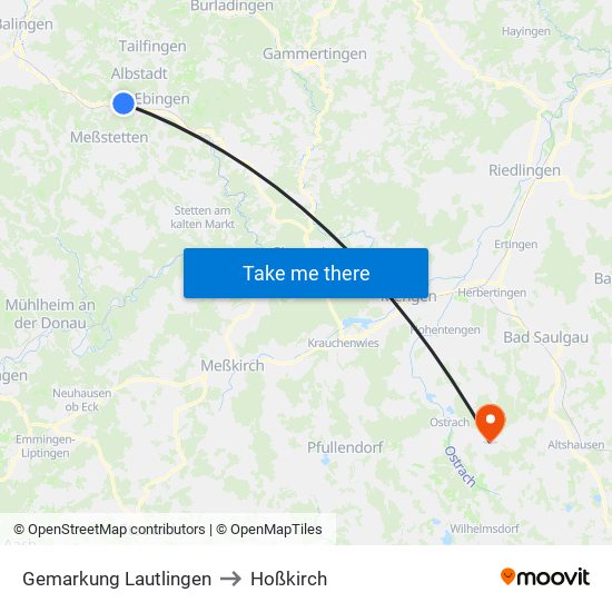 Gemarkung Lautlingen to Hoßkirch map