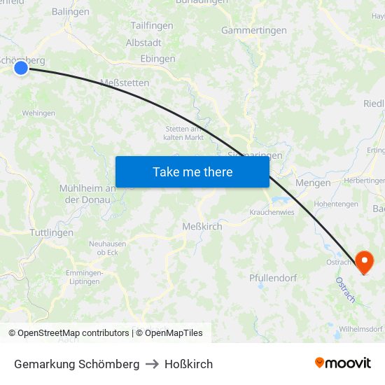 Gemarkung Schömberg to Hoßkirch map