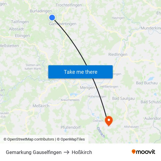 Gemarkung Gauselfingen to Hoßkirch map