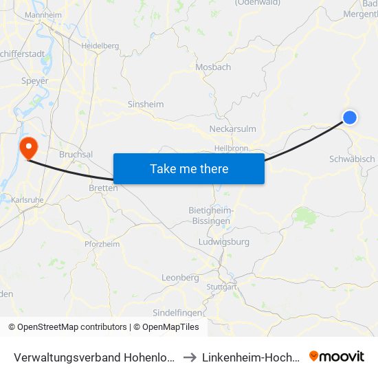 Verwaltungsverband Hohenloher Ebene to Linkenheim-Hochstetten map