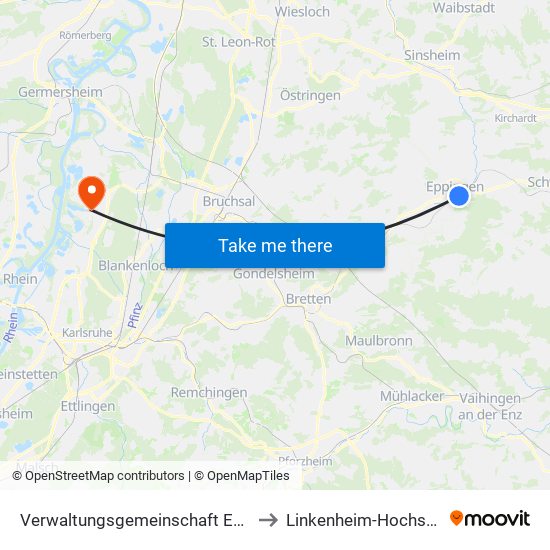 Verwaltungsgemeinschaft Eppingen to Linkenheim-Hochstetten map