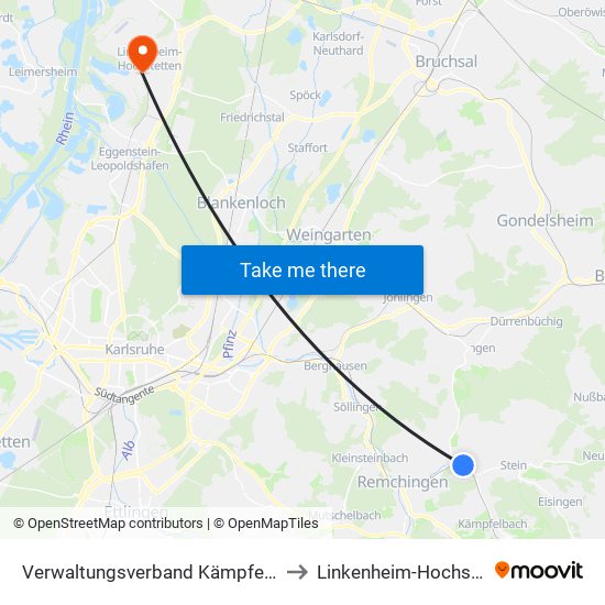 Verwaltungsverband Kämpfelbachtal to Linkenheim-Hochstetten map