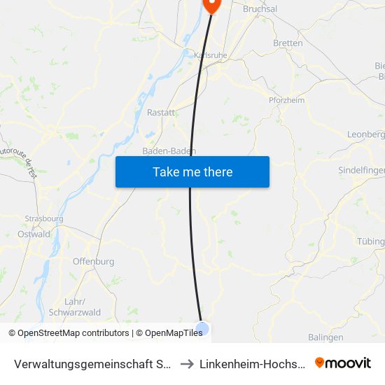 Verwaltungsgemeinschaft Schiltach to Linkenheim-Hochstetten map