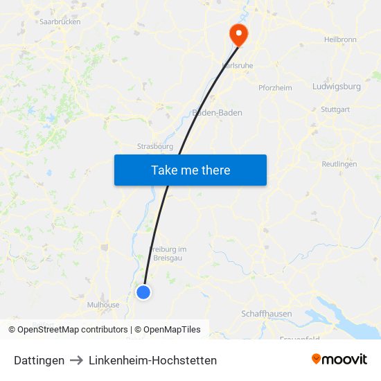 Dattingen to Linkenheim-Hochstetten map