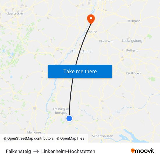Falkensteig to Linkenheim-Hochstetten map