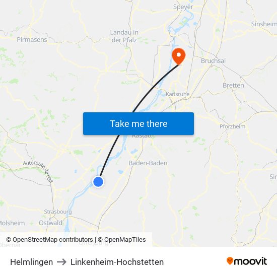 Helmlingen to Linkenheim-Hochstetten map