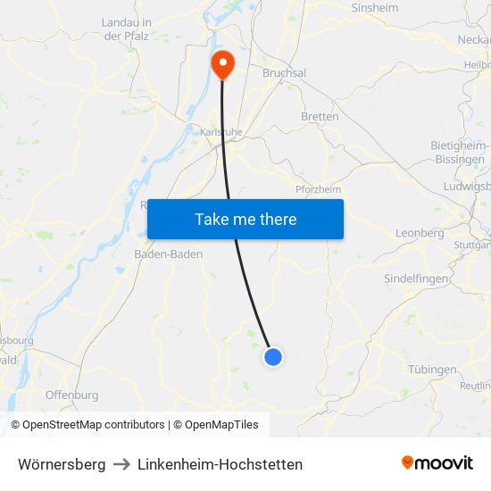 Wörnersberg to Linkenheim-Hochstetten map