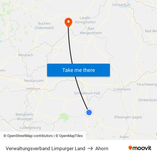 Verwaltungsverband Limpurger Land to Ahorn map