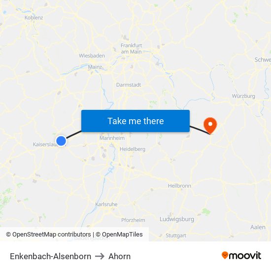 Enkenbach-Alsenborn to Ahorn map