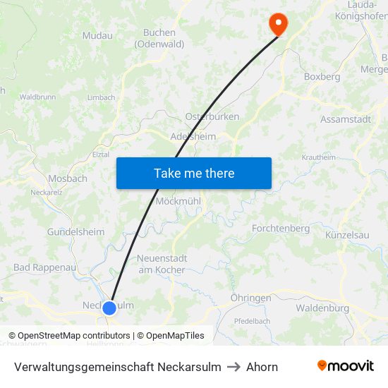 Verwaltungsgemeinschaft Neckarsulm to Ahorn map